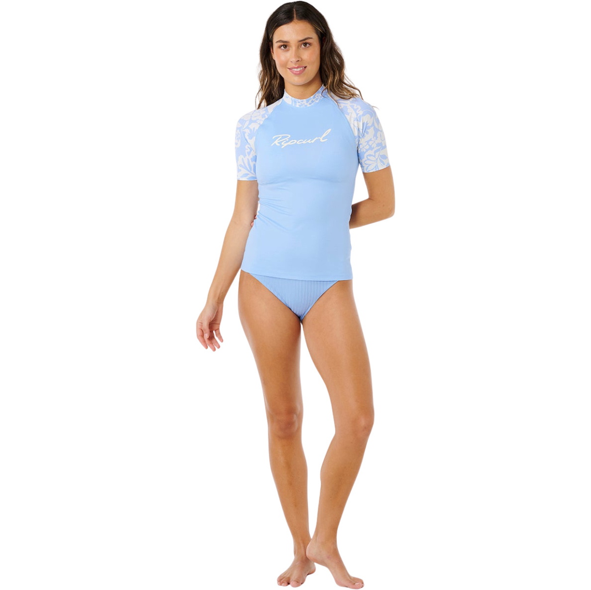 2026 Rip Curl Camisola Feminina Pacific Coast UPF De Manga Curta Em Lycra 1A3WRV - Sky Blue